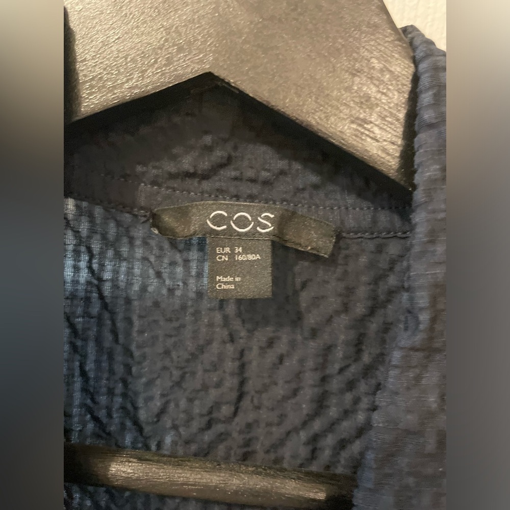 COS Blue Linen Tie Neck Shirt - Picture 3 of 5